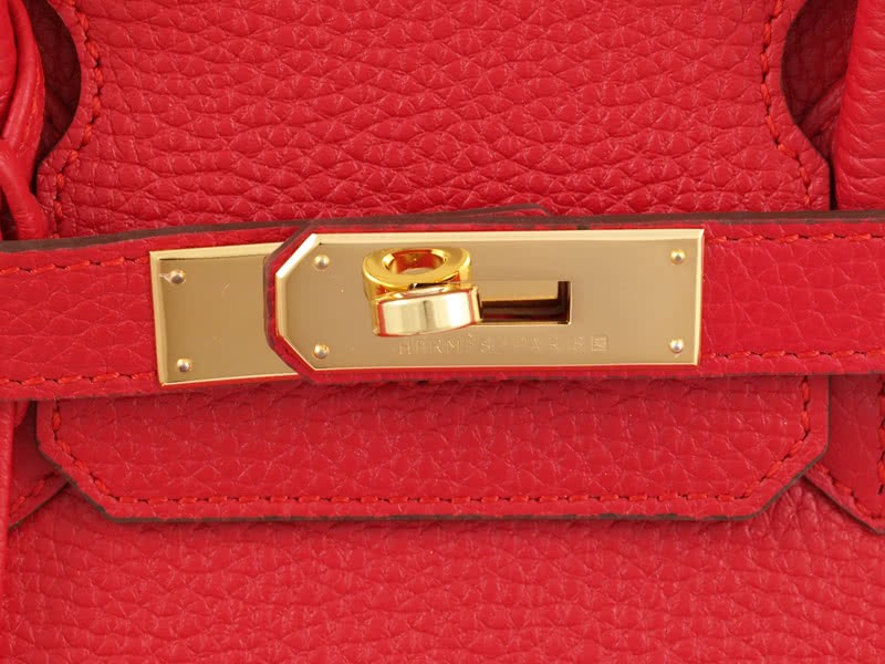 Hermes Birkin 30cm Clemence Rouge Vif With Golden Hardware 8