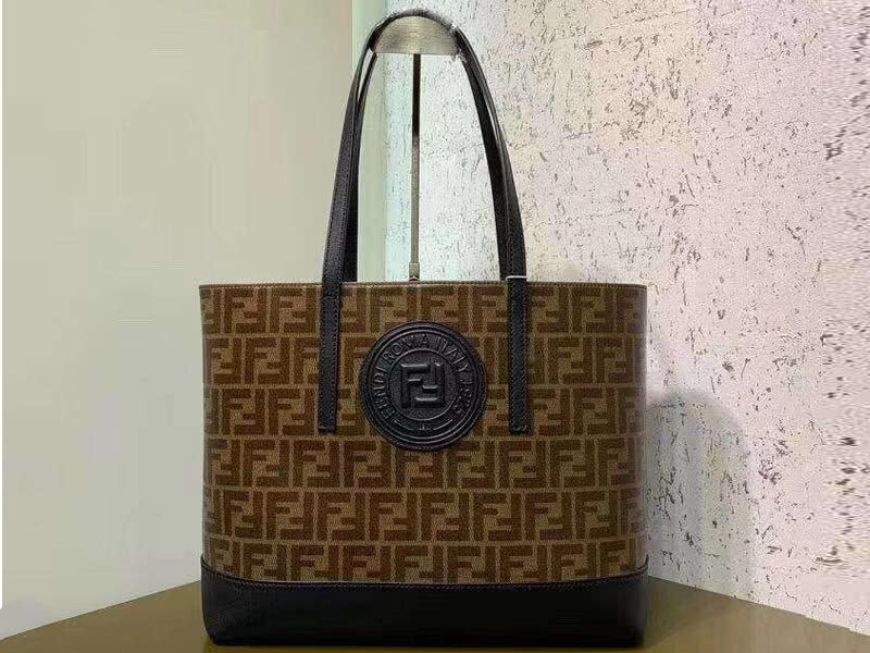 Fendi Fabric Ff Shopping Tote Bag Black f041 2