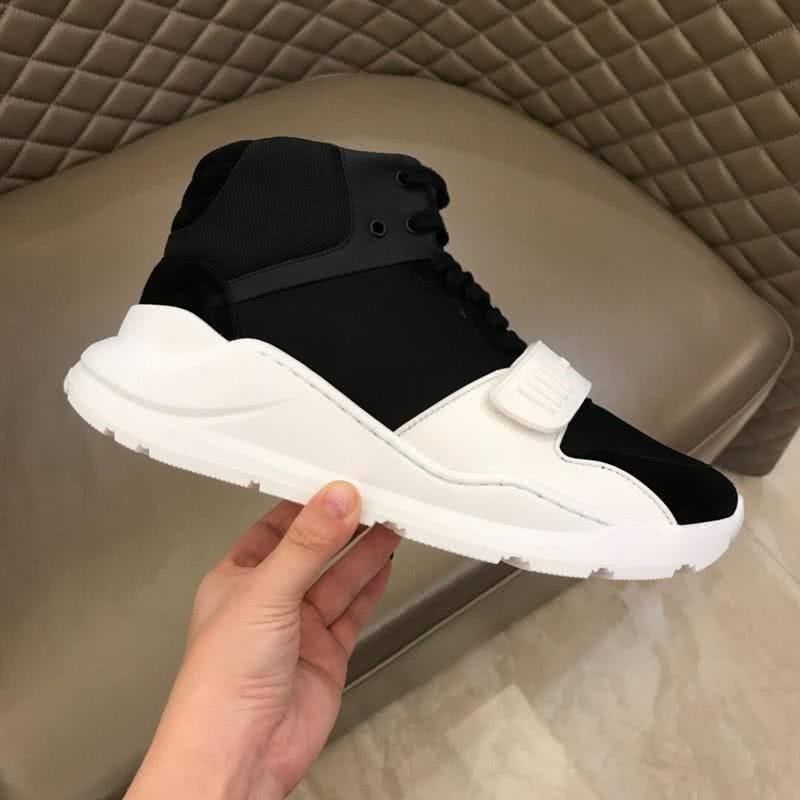 Burberry Fashion Comfortable Sneakers Cowhide White And Black Men 6