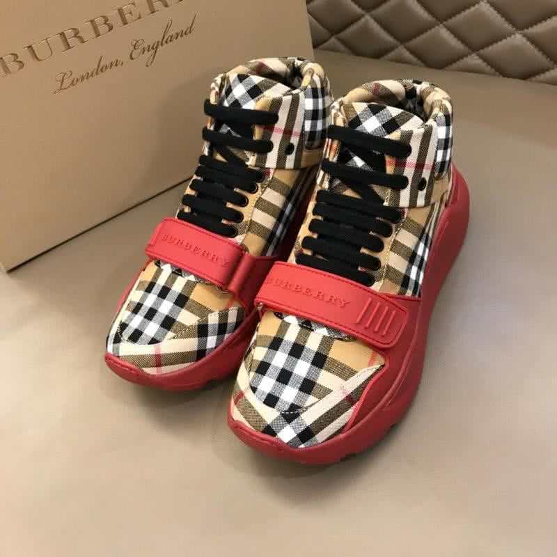 Burberry Fashion Comfortable Sneakers Cowhide Pink And Yellow Men 2