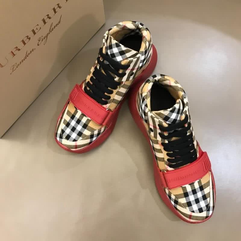 Burberry Fashion Comfortable Sneakers Cowhide Pink And Yellow Men 3