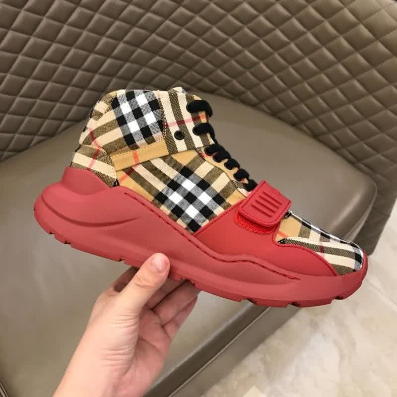 Burberry Fashion Comfortable Sneakers Cowhide Pink And Yellow Men 6