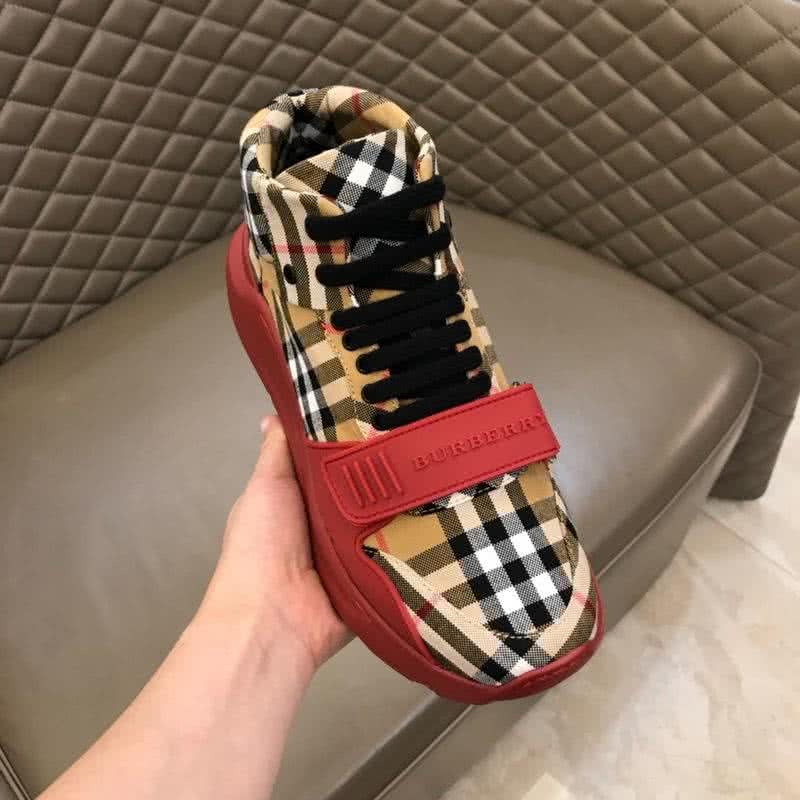Burberry Fashion Comfortable Sneakers Cowhide Pink And Yellow Men 7
