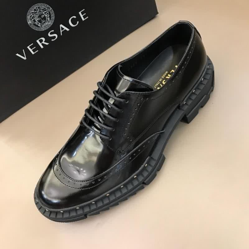 Versace Classic Loafers Cowhide Pattern Rivet Light Black Men 5