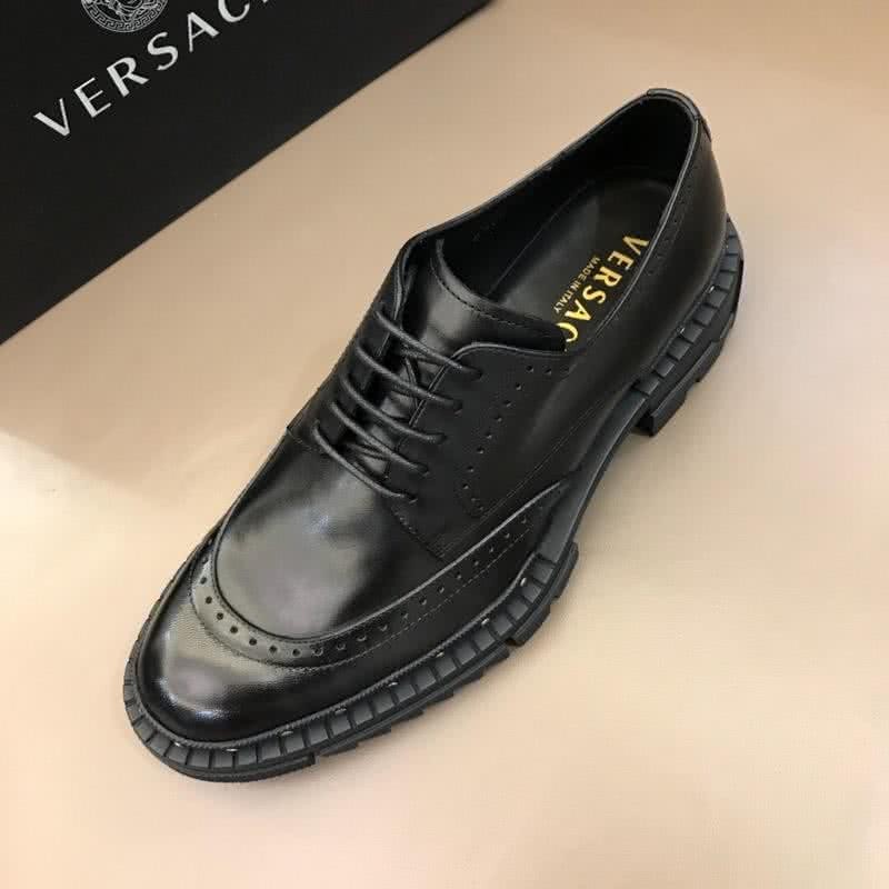 Versace Classic Style Loafers Cowhide Rivet Pattern Black Men 5