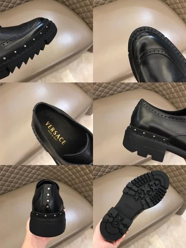 Versace Classic Style Loafers Cowhide Rivet Pattern Black Men 9