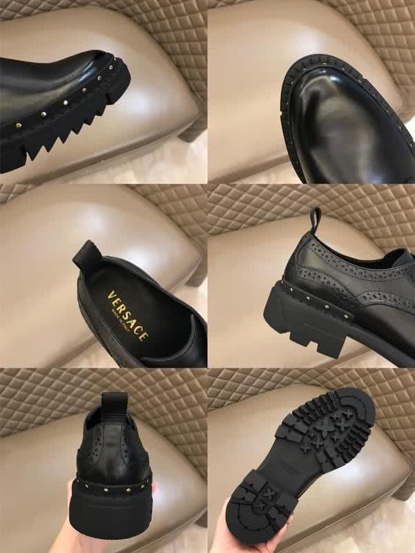 Versace Classic Style Loafers Cowhide Pattern Rivet Black Men 9