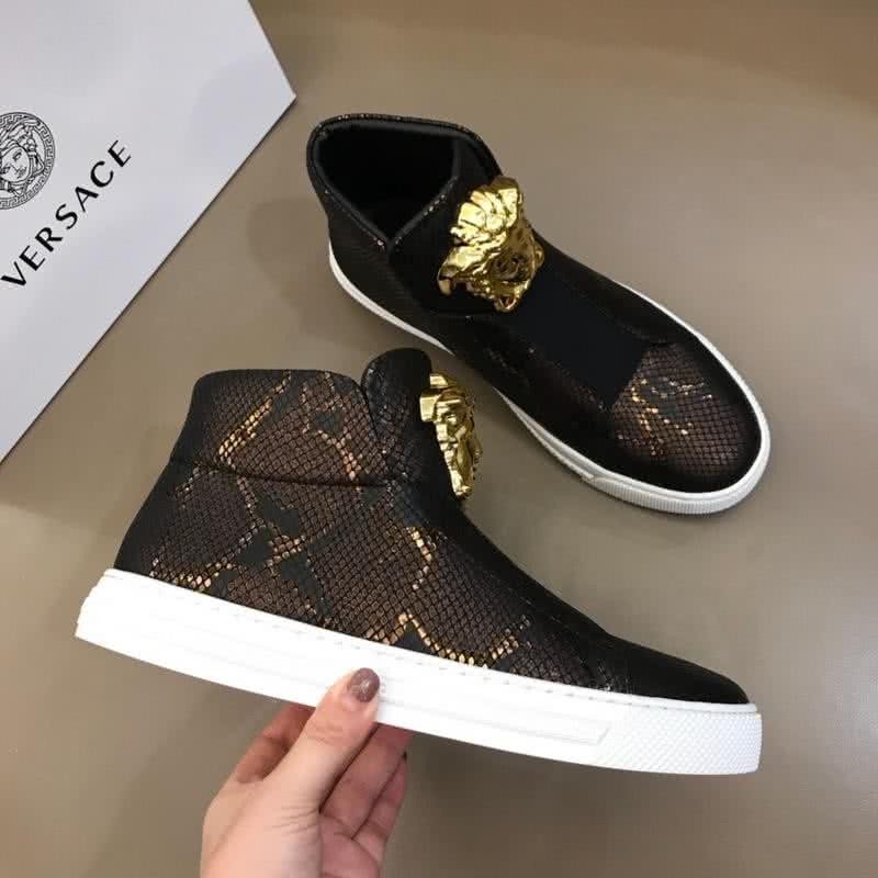 Versace Cowhide And TPU Casual Shoes Black And Brown Men 4