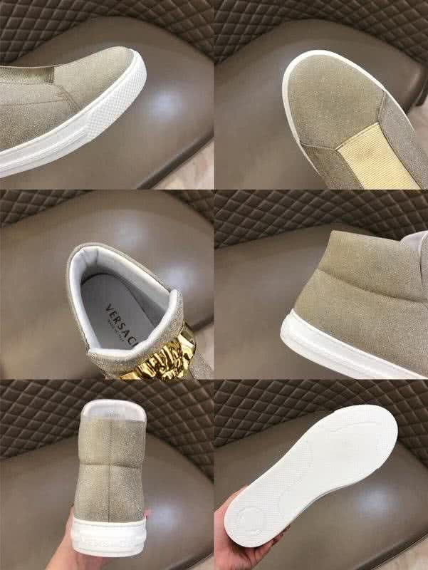 Versace Crocodile Leather Cowhide Casual Shoes Dark Gold Men 9