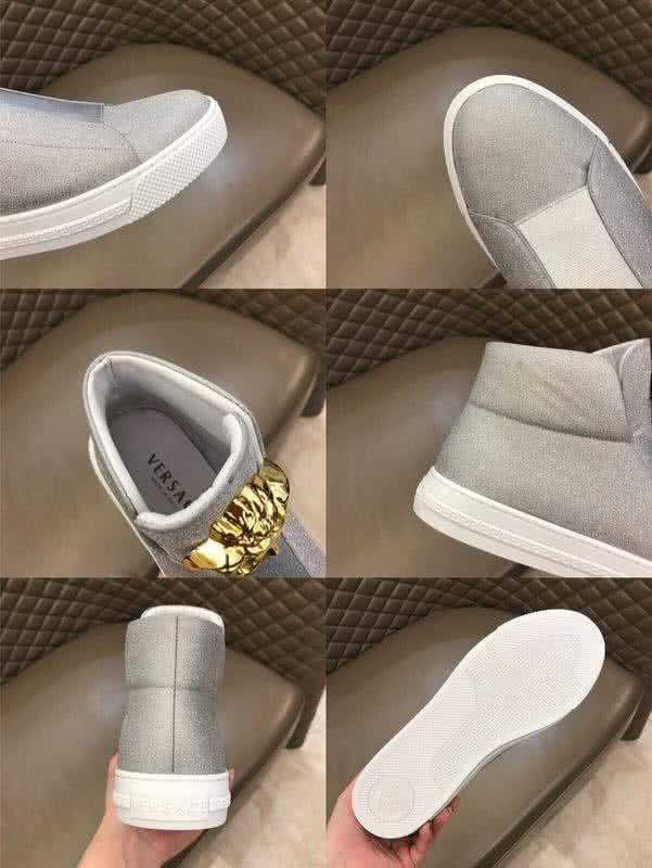 Versace Crocodile  Leather Cowhide Casual Shoes Gray Men 8