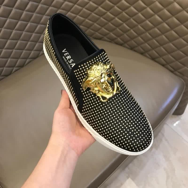 Versace Classic Style Loafers Cowhide And TPU  Diamond Black Men 7