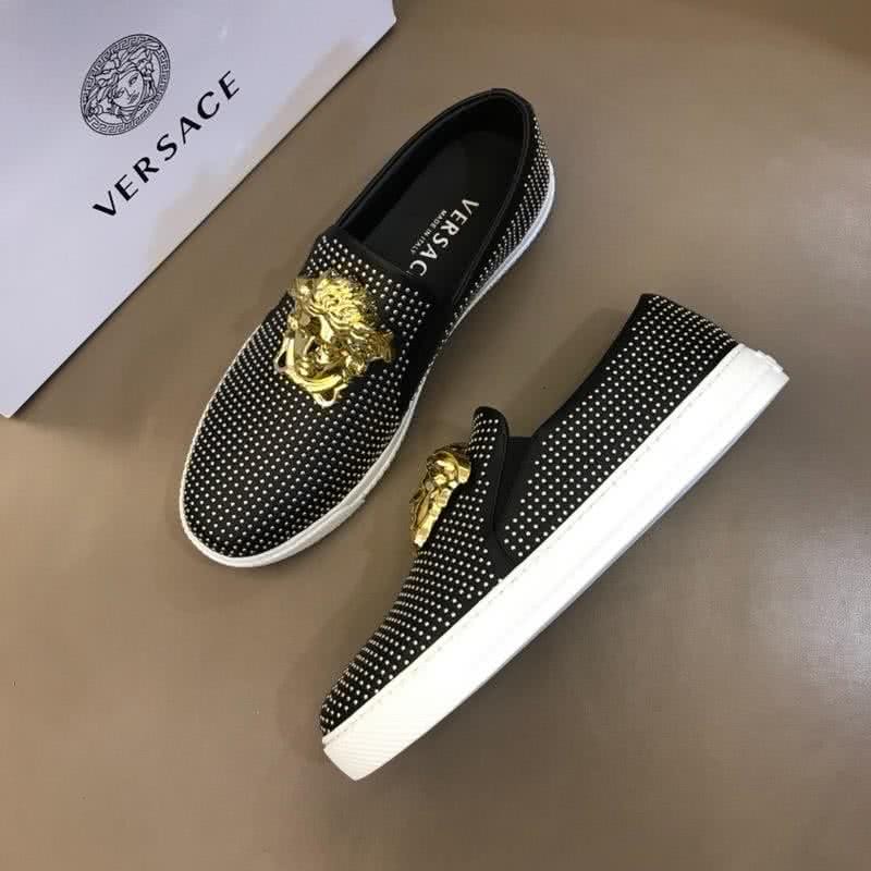 Versace Classic Style Loafers Cowhide And TPU  Sliver Diamond Black Men 1