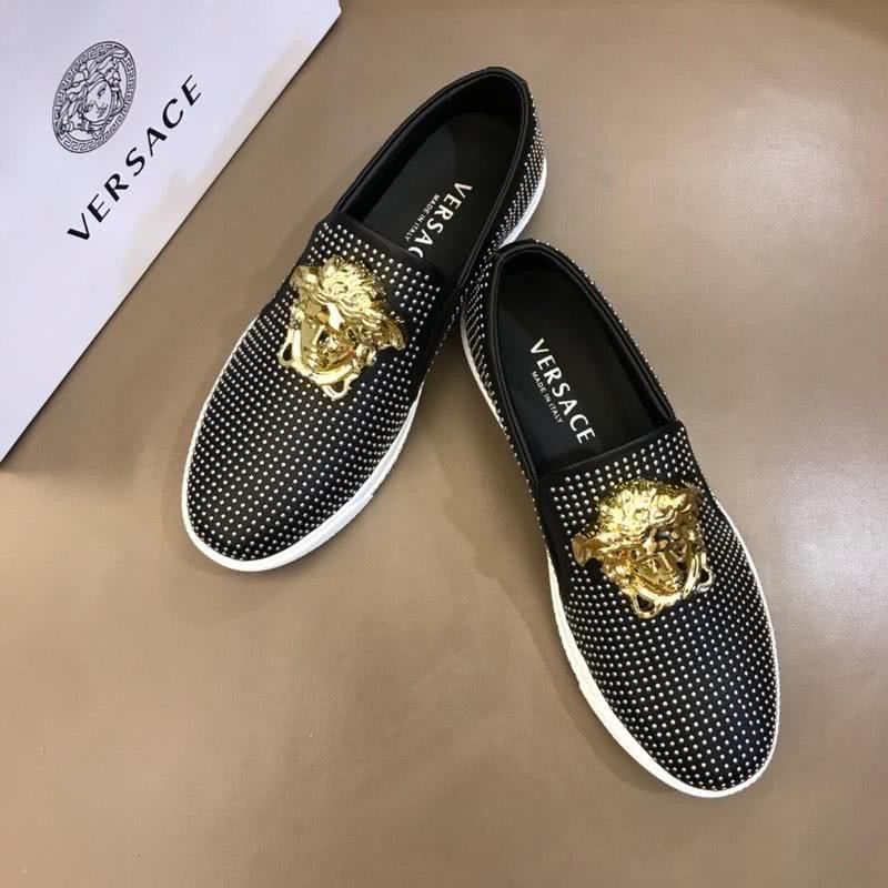 Versace Classic Style Loafers Cowhide And TPU  Sliver Diamond Black Men 3