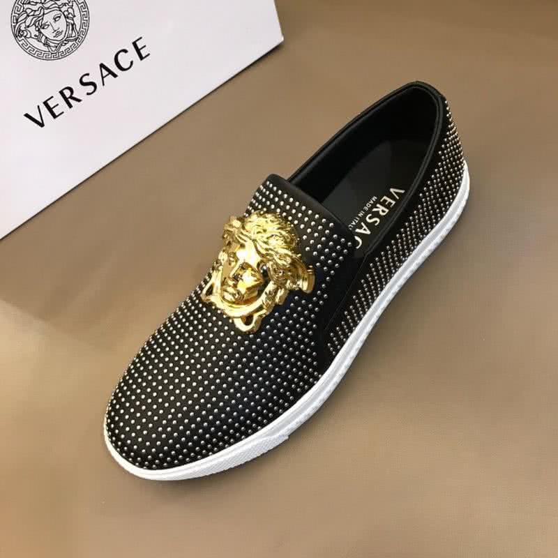 Versace Classic Style Loafers Cowhide And TPU  Sliver Diamond Black Men 5