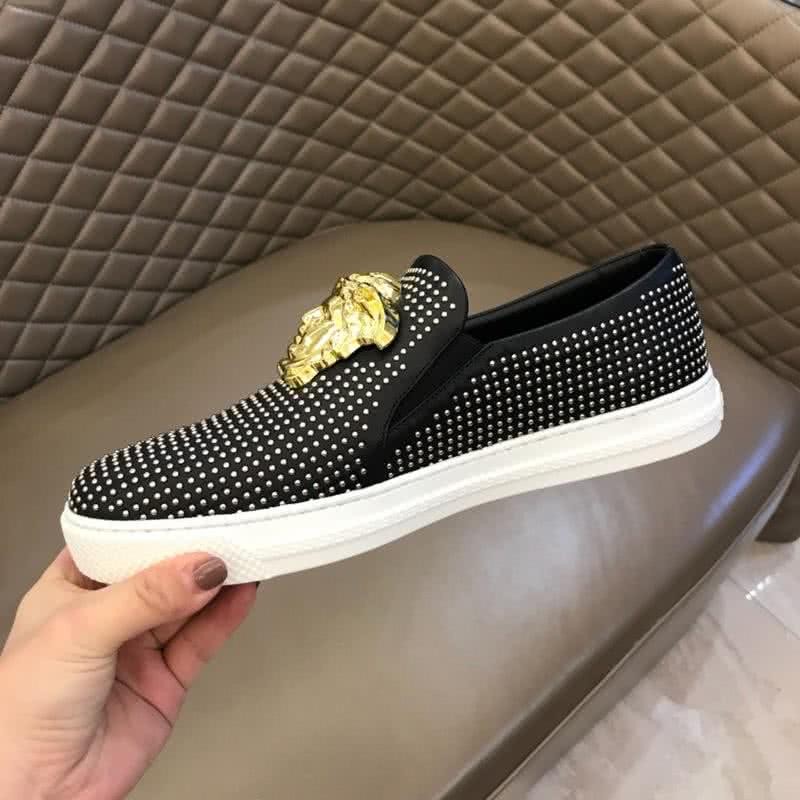 Versace Classic Style Loafers Cowhide And TPU  Sliver Diamond Black Men 8