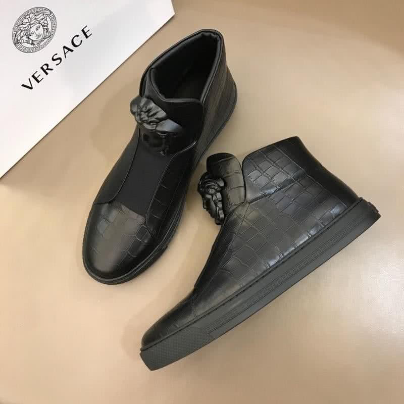 Versace Crocodile Leather And Cowhide Boots Black Men 1