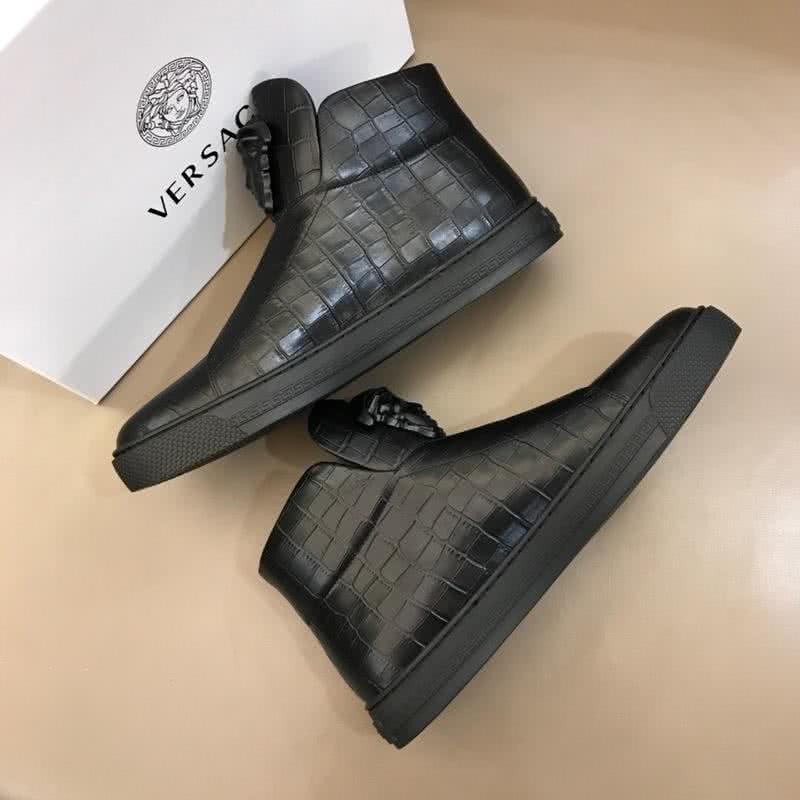 Versace Crocodile Leather And Cowhide Boots Black Men 3