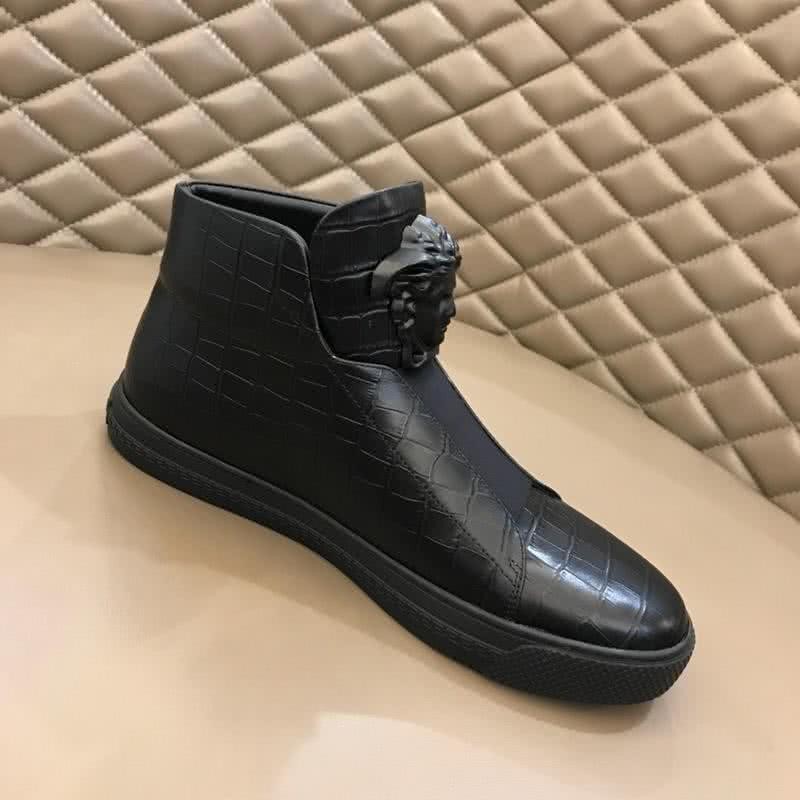 Versace Crocodile Leather And Cowhide Boots Black Men 6