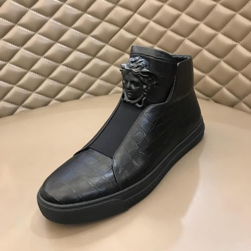 Versace Crocodile Leather And Cowhide Boots Black Men 7
