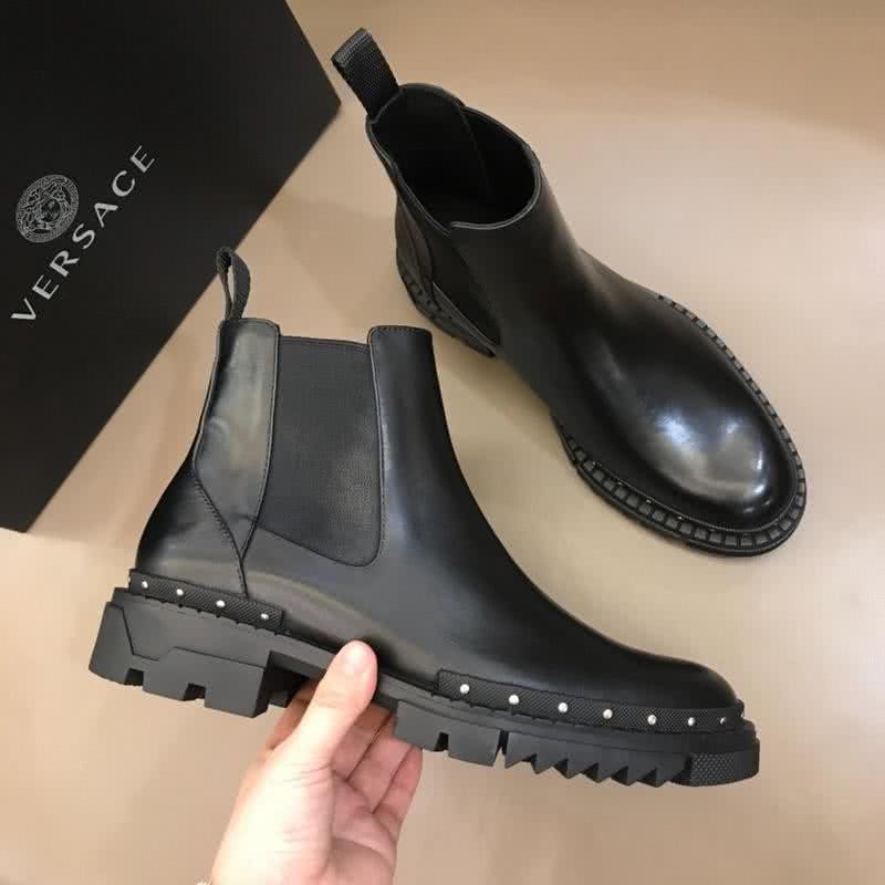 Versace Top Quality High-top Boots Black Men 4
