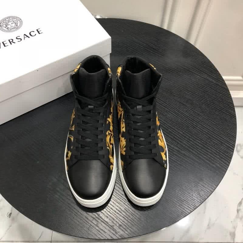 Versace Top Quality Casual Shoes Cowhide Black And Yellow Men 2