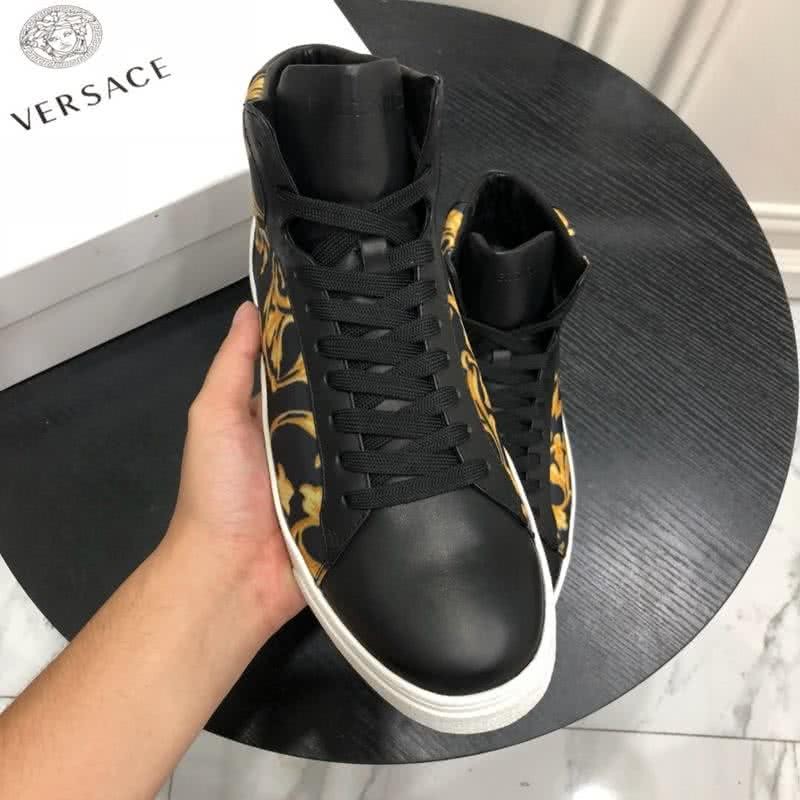 Versace Top Quality Casual Shoes Cowhide Black And Yellow Men 3