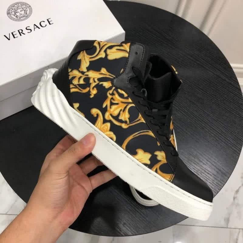 Versace Top Quality Casual Shoes Cowhide Black And Yellow Men 4