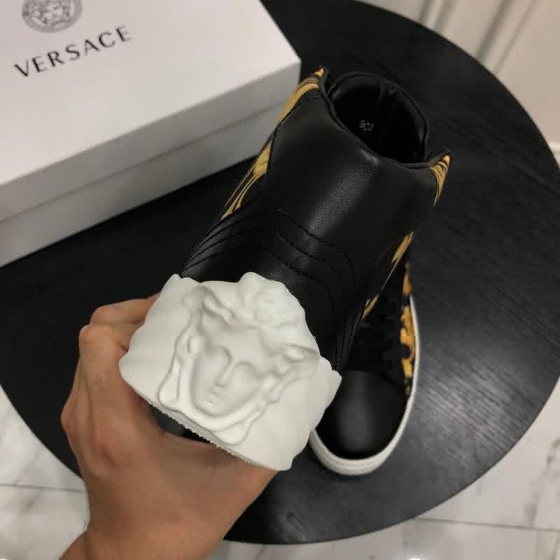 Versace Top Quality Casual Shoes Cowhide Black And Yellow Men 5