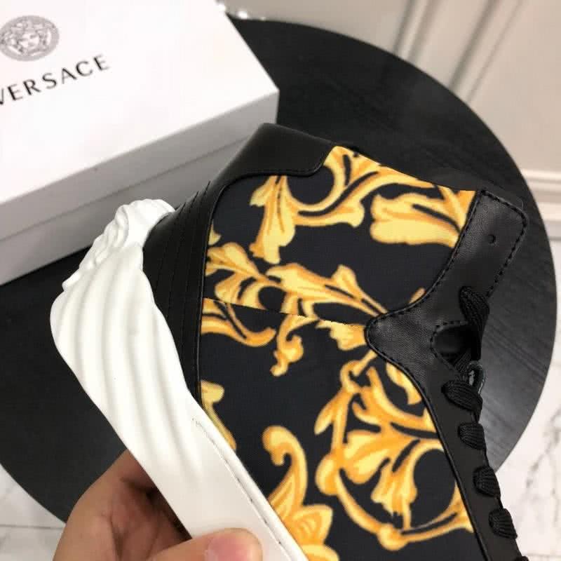 Versace Top Quality Casual Shoes Cowhide Black And Yellow Men 6