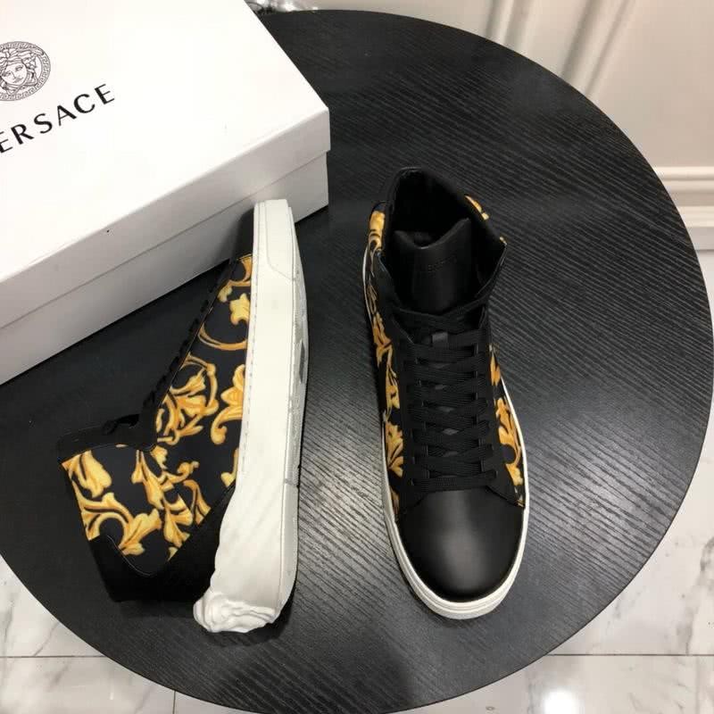 Versace Top Quality Casual Shoes Cowhide Black And Yellow Men 9