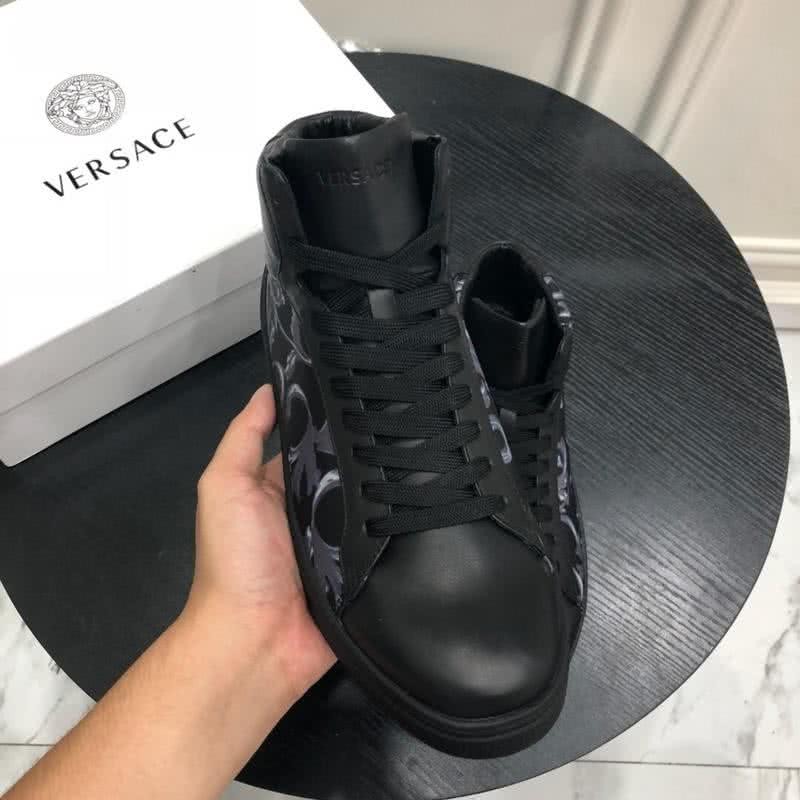 Versace Cowhide Pattern Casual Shoes Black Men  3