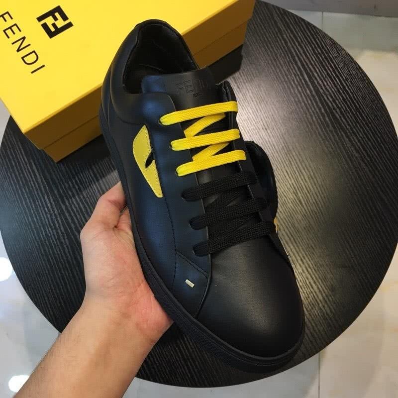 Fendi Sneakers Black Upper Yellow Shoelaces Men 3
