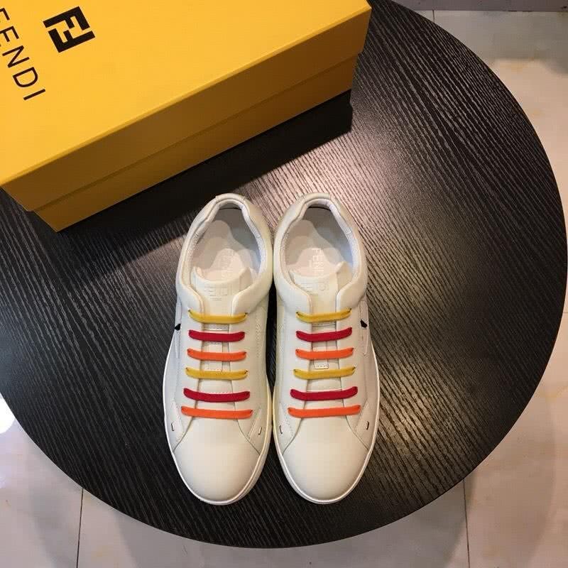 Fendi Sneakers Colorful Shoelaces All White Men 2
