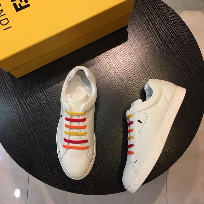 Fendi Sneakers Colorful Shoelaces All White Men 1