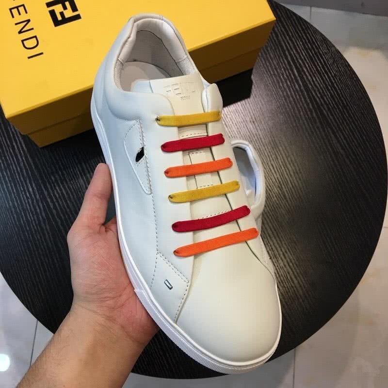 Fendi Sneakers Colorful Shoelaces All White Men 3