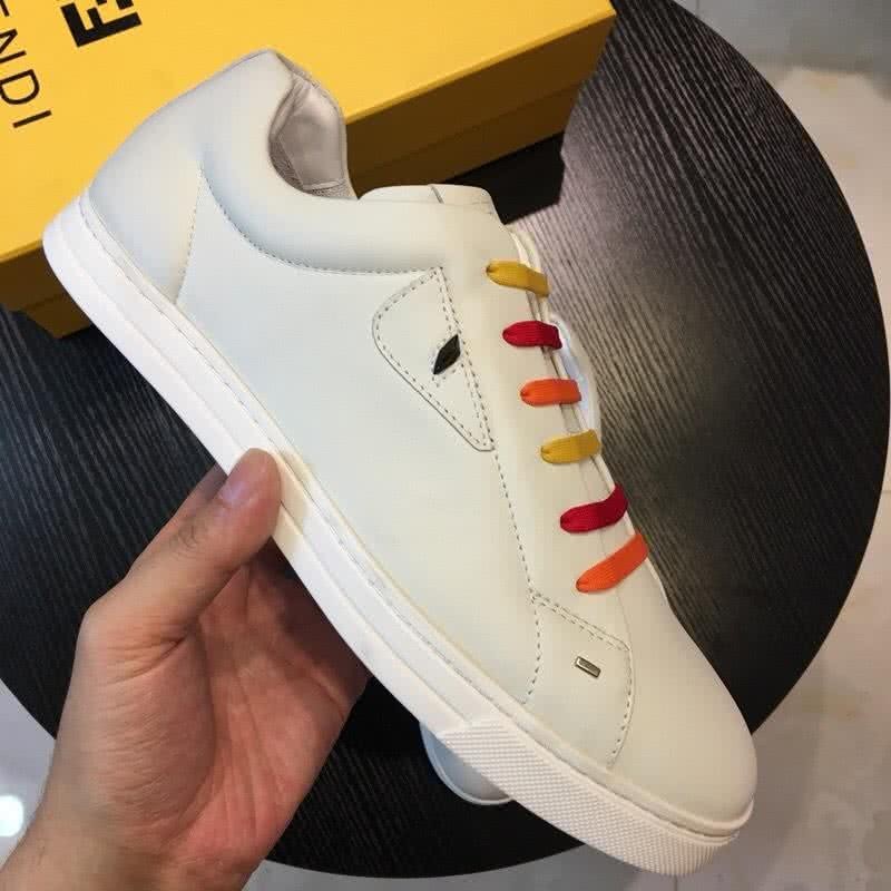 Fendi Sneakers Colorful Shoelaces All White Men 4