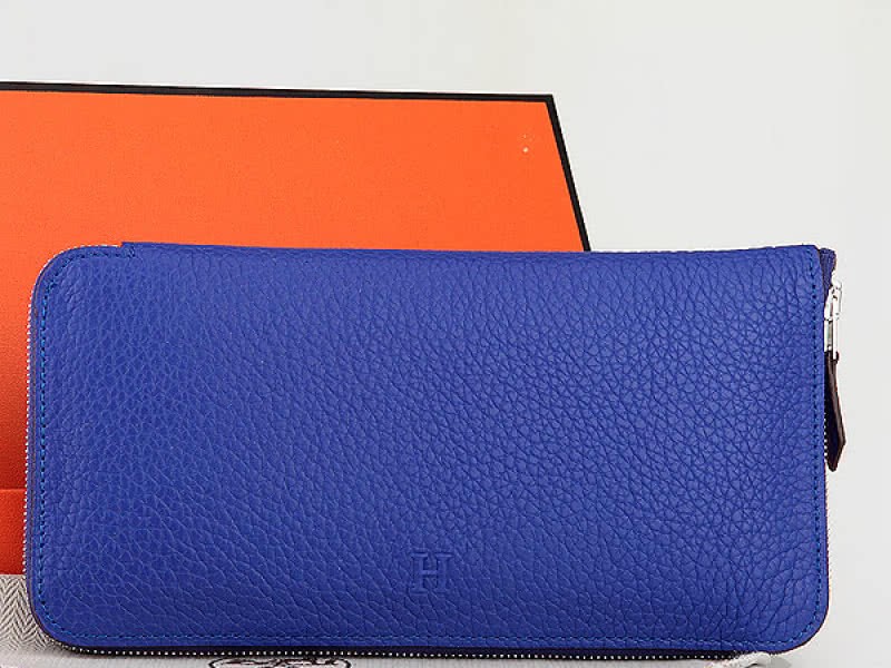 Hermes Zipper Wallet Original Leather Electric Blue 1