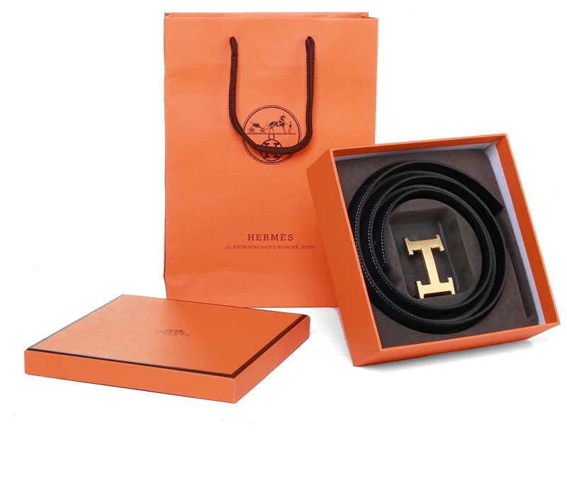 Hermes Togo Leather Wide Belt With Gold H Buckle Black 4