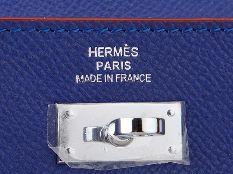Hermes Epsom Original Calfskin Kelly Long Wallet Electric Blue 5