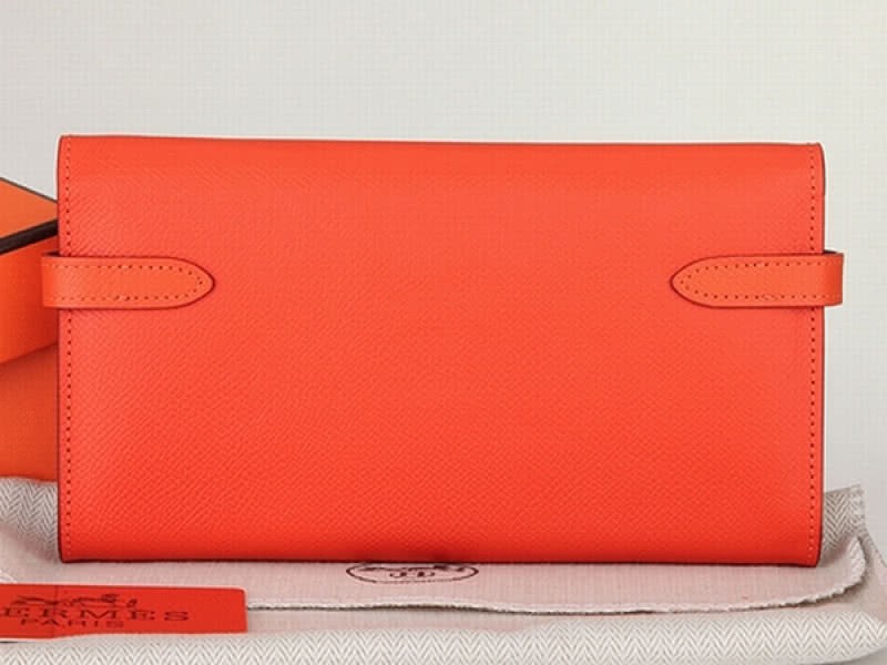 Hermes Epsom Original Calfskin Kelly Long Wallet Orange 2