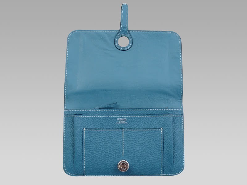 Hermes Dogon Togo Leather Wallet Purse Blue 5