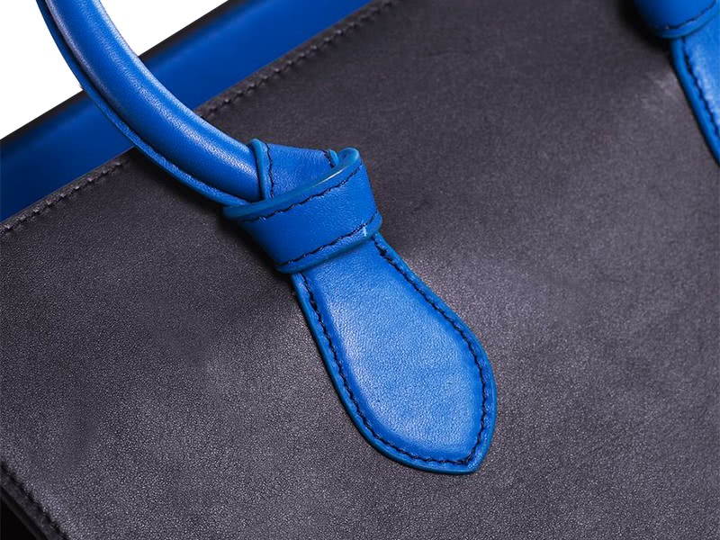 Celine Tie Bag Original Leather Black With Blue 8