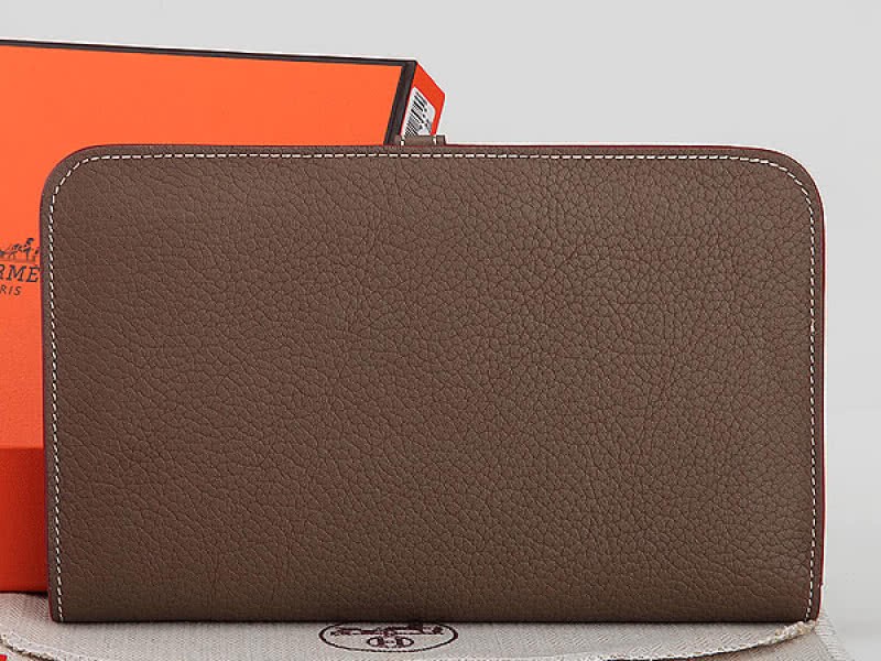 Hermes Dogon Togo Original Leather Combined Wallet Khaki 2