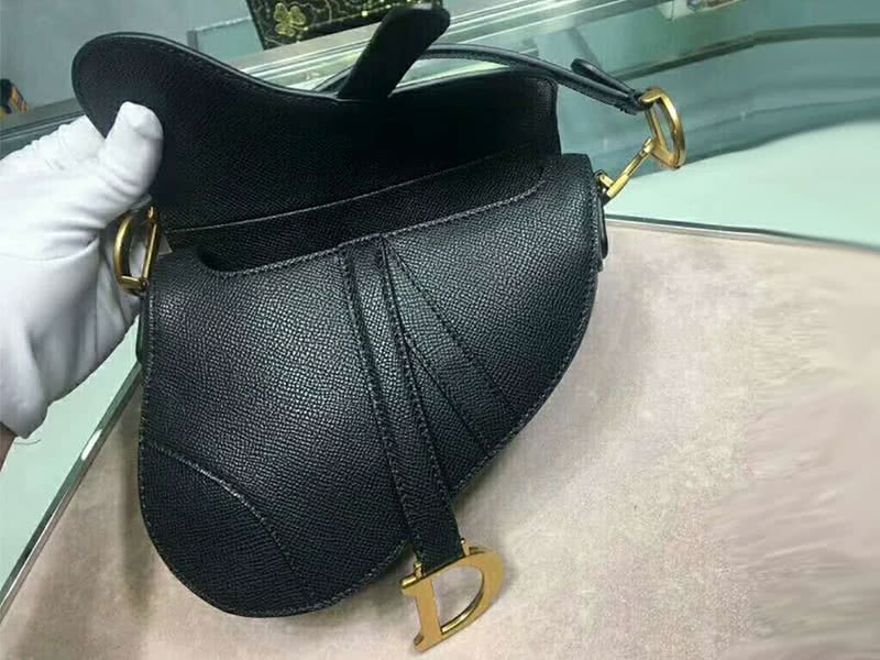 Dior Mini Saddle Calfskin Bag Gold Hardware Black m0447s 6