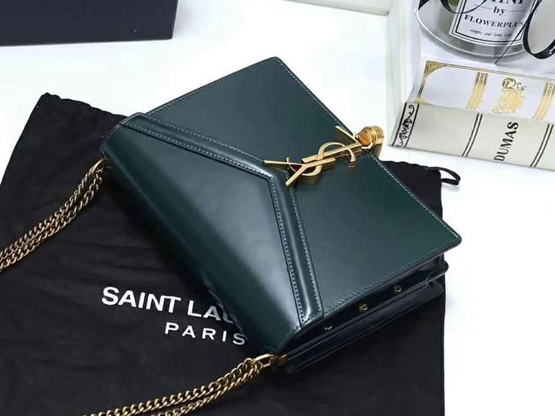 Saint Laurent Cassandra Monogram Clasp Bag Calfskin Green 9