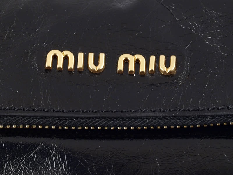 Miu Miu Shinny Leather Large Boston Bag Black 6
