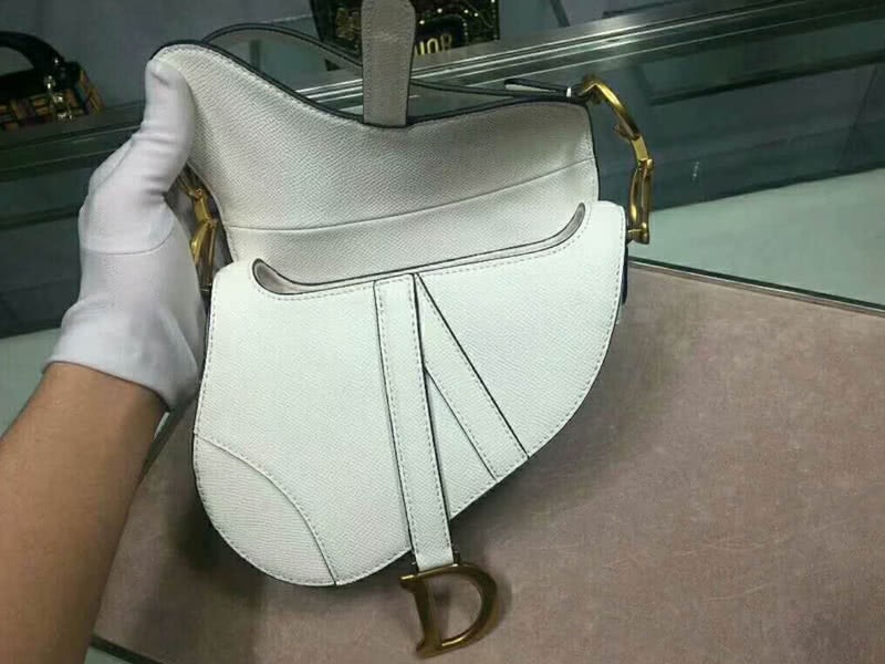 Dior Mini Saddle Calfskin Bag Gold Hardware White m0447s3 7