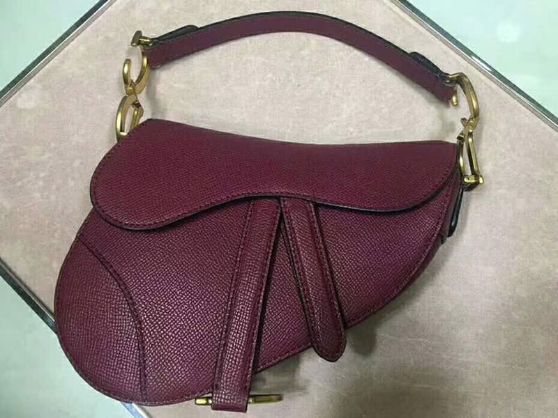 Dior Saddle Calfskin Bag Gold Hardware Burgundy m0446l2 2