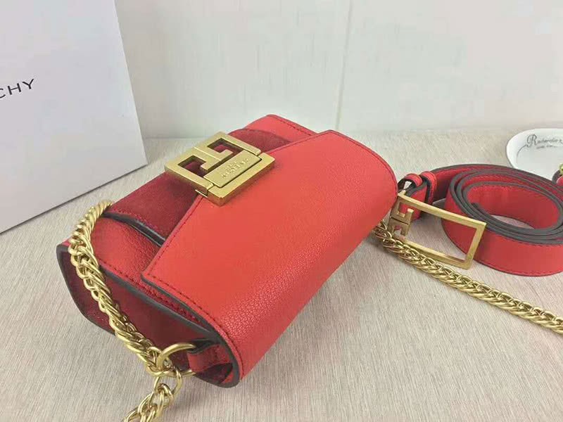 Givenchy Small gv3 Bag In Grained Leather And Suede Red 3