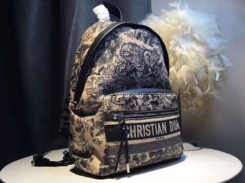 Dior Oblique With Christian Logo Backpack Lion Black 2